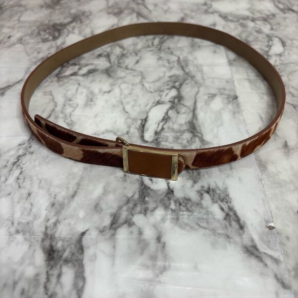 Talbots Leopard Calf Hair Belt with Gold Buckle size medium Y2K 90s animal print - Picture 1 of 5